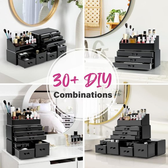 Acrylic Makeup Storage Box with 9 Drawer for Lipstick Jewelry and Makeup Brushes - Picture 4 of 8